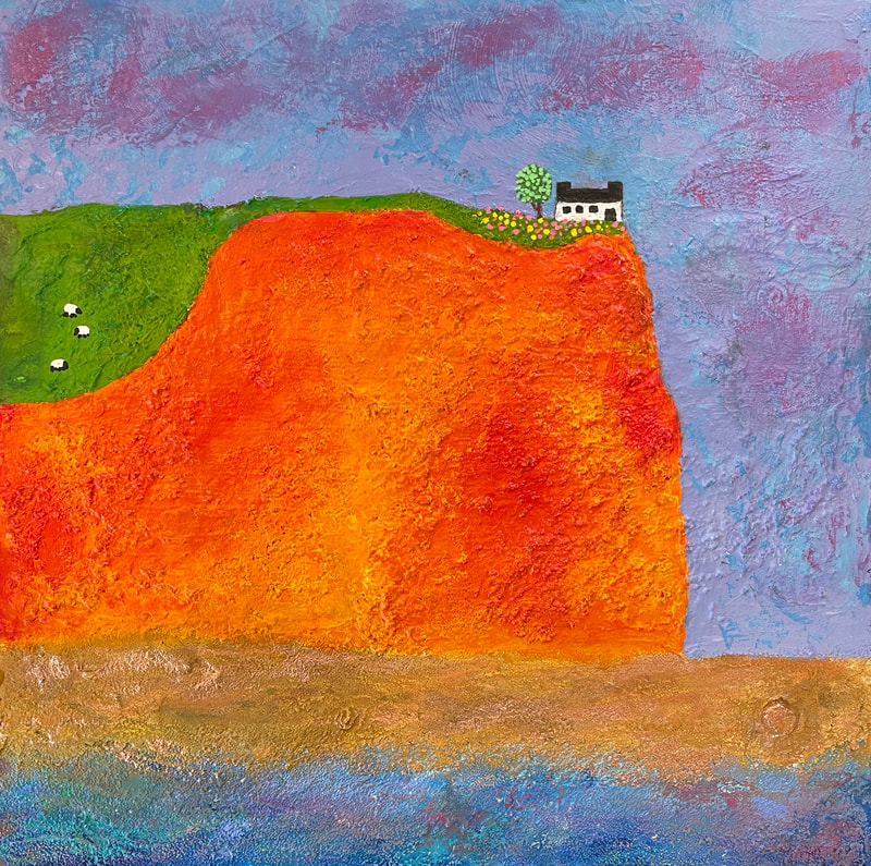 Land's End (Cliffs and Canyons Series), mixed media on canvas, 20 in. x 20 in. Sold.