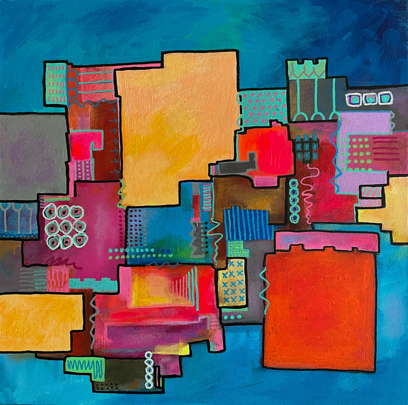 Red Hot, mixed media on canvas, 20 in. x 20 in. Sold.